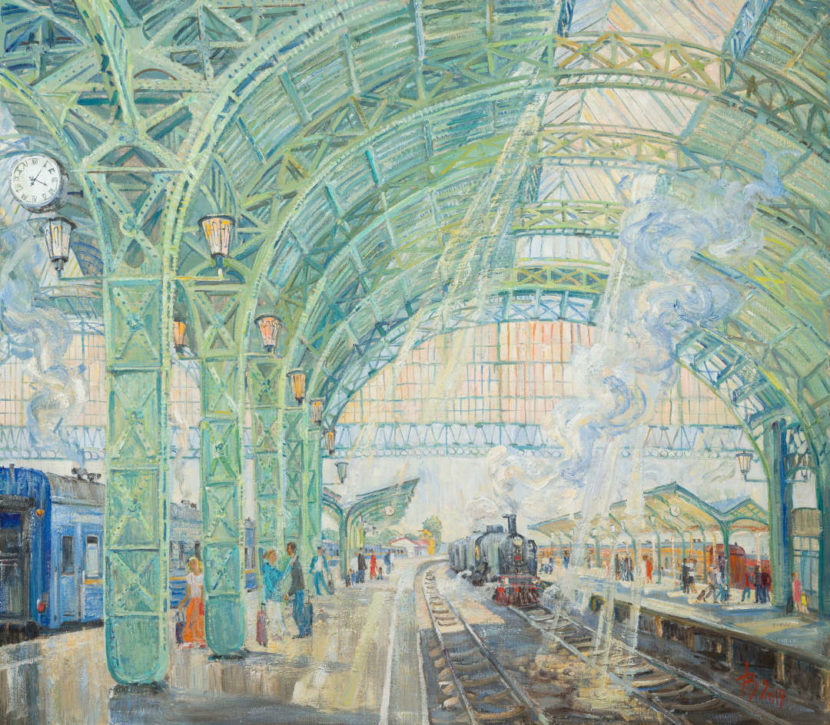 АРТ-ПРОЕКТ «квадратура мира» в Гранд Отеле Европа Васильева-А_Витебский-вокзал.-Ожидание.-2019.х.м.-140х160-7-2